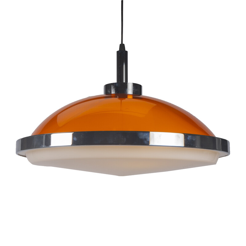 Candeeiro suspenso Vintage laranja e branco Space Age