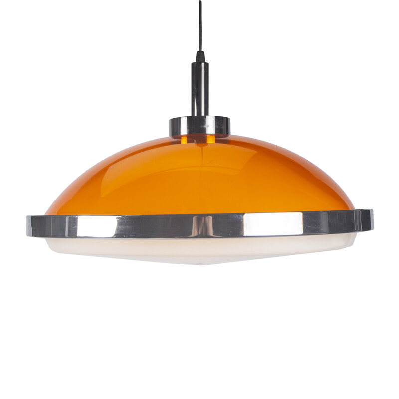 Vintage oranje en witte Space Age hanglamp