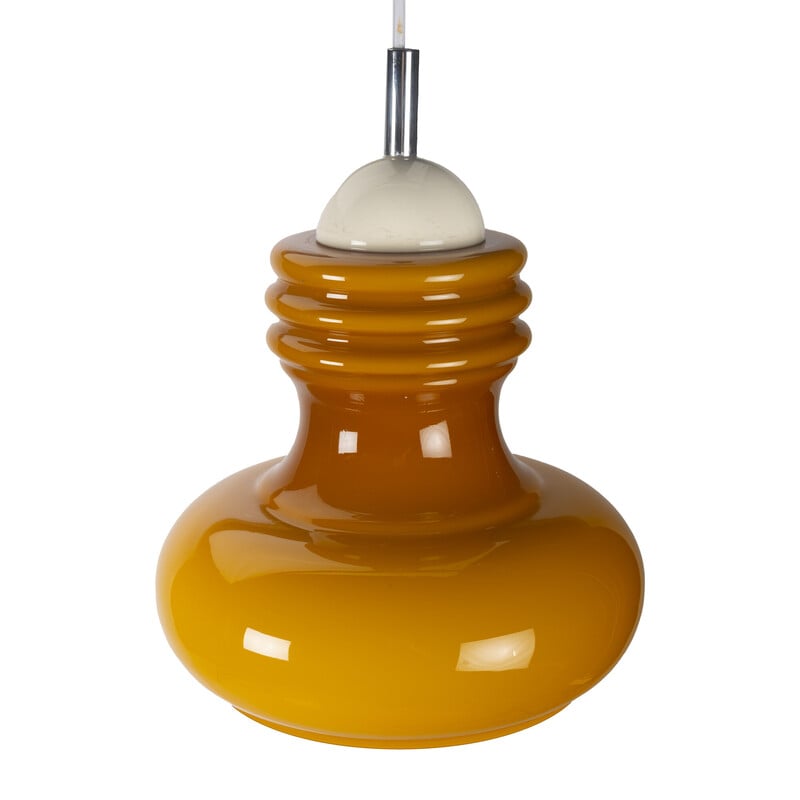 Vintage Ocher opaline Space Age pendant lamp