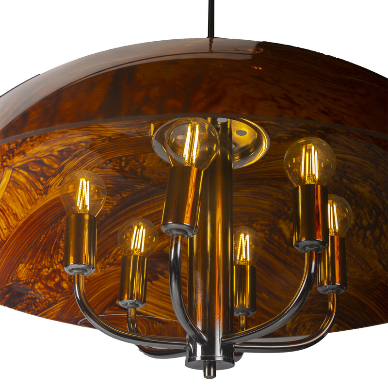 Vintage orange marbled Space Age pendant lamp