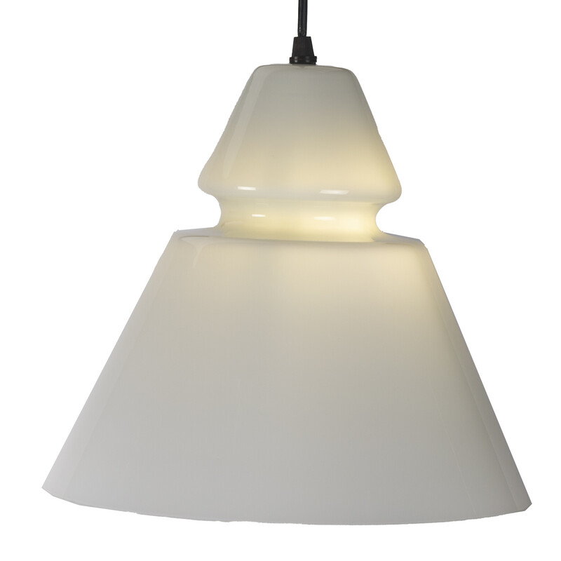 Candeeiro suspenso opalino branco Vintage Cone