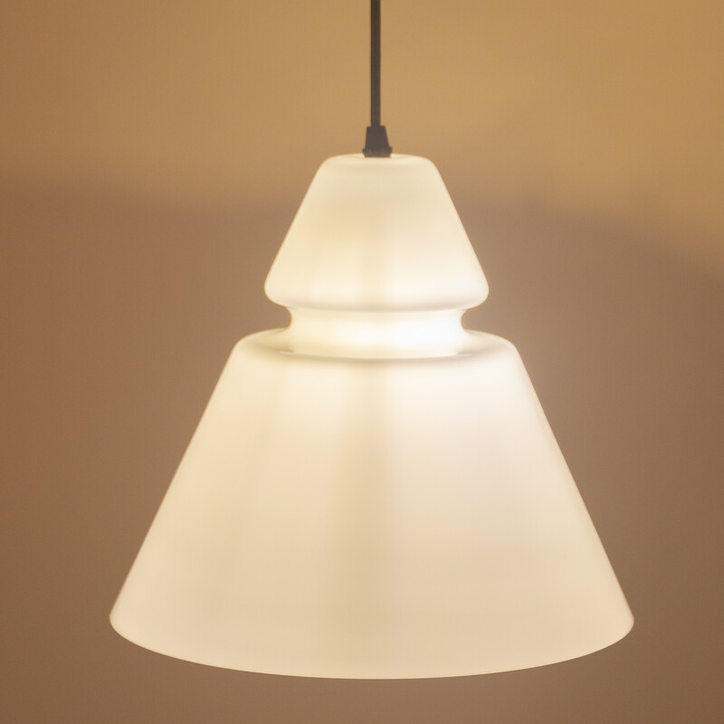 Vintage white opaline Cone pendant lamp