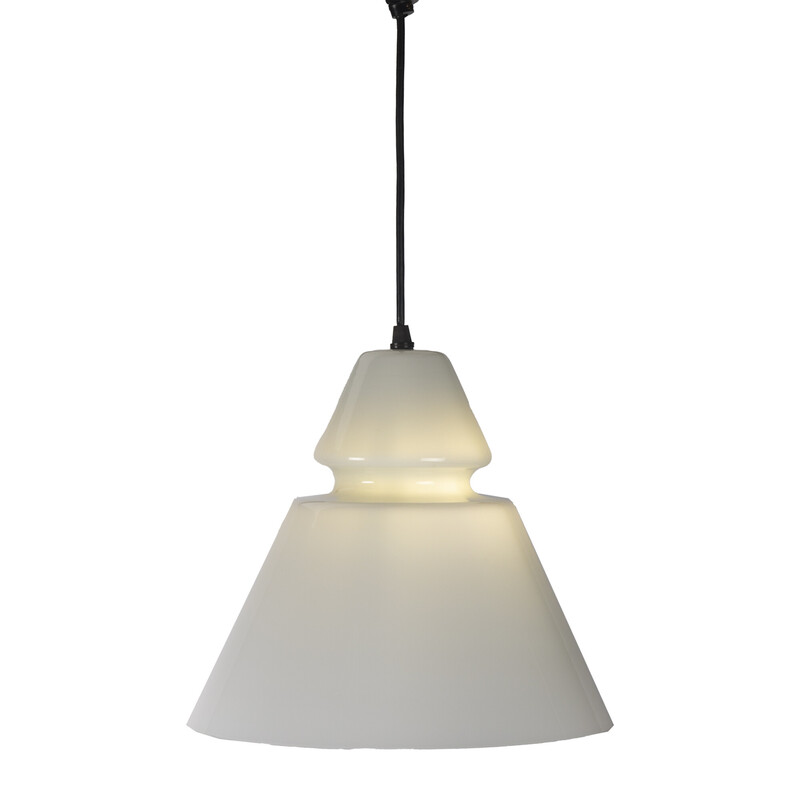 Candeeiro suspenso opalino branco Vintage Cone