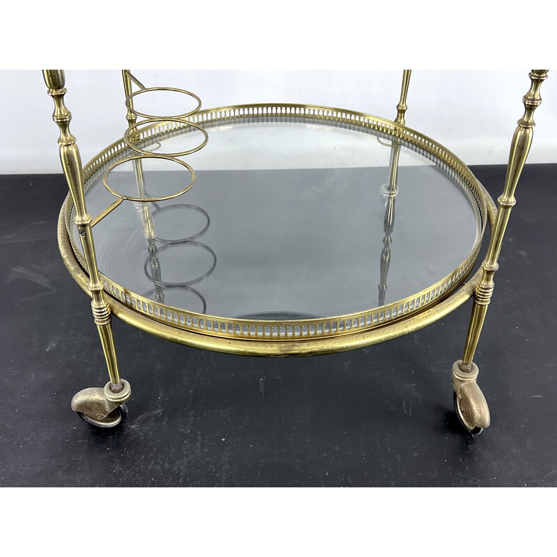 Mid-century brass and glass bar service trolley by Cesare Lacca, Italy 1950s