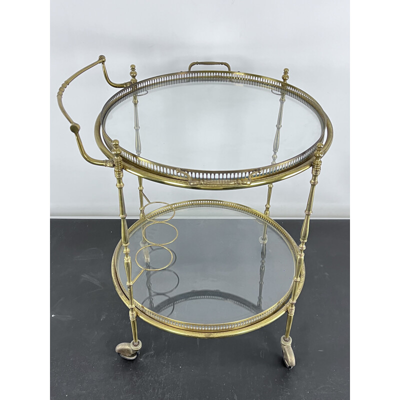 Mid-century brass and glass bar service trolley by Cesare Lacca, Italy 1950s