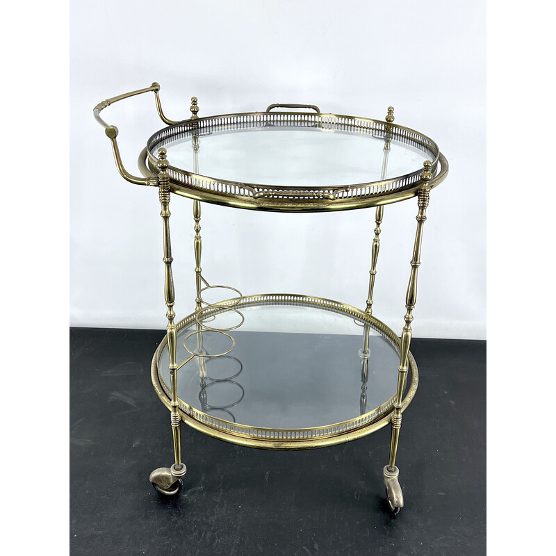 Mid-century brass and glass bar service trolley by Cesare Lacca, Italy 1950s