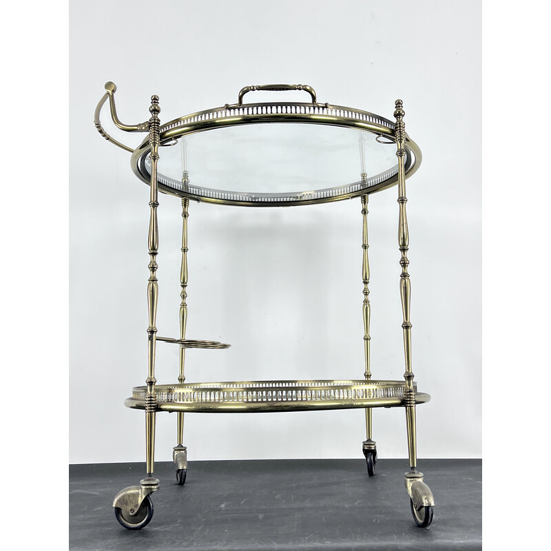 Mid-century brass and glass bar service trolley by Cesare Lacca, Italy 1950s