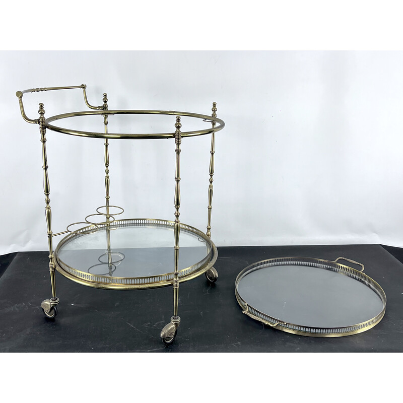 Mid-century brass and glass bar service trolley by Cesare Lacca, Italy 1950s