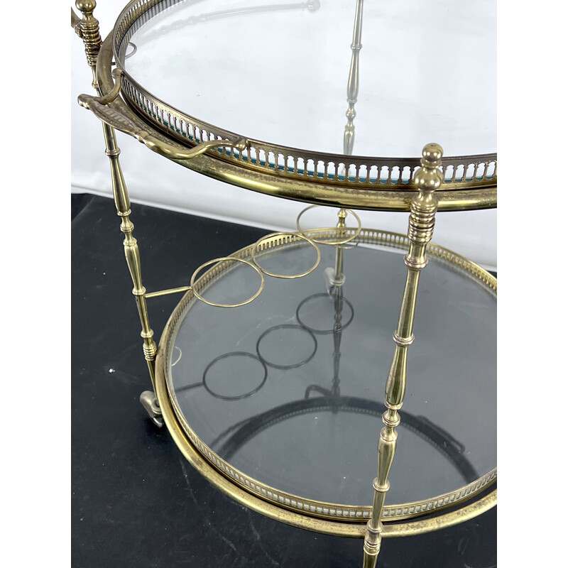 Mid-century brass and glass bar service trolley by Cesare Lacca, Italy 1950s