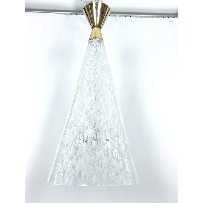 Lustre de vidro e latão Vintage Murano de Angelo Brotto para Esperia, Itália 1970