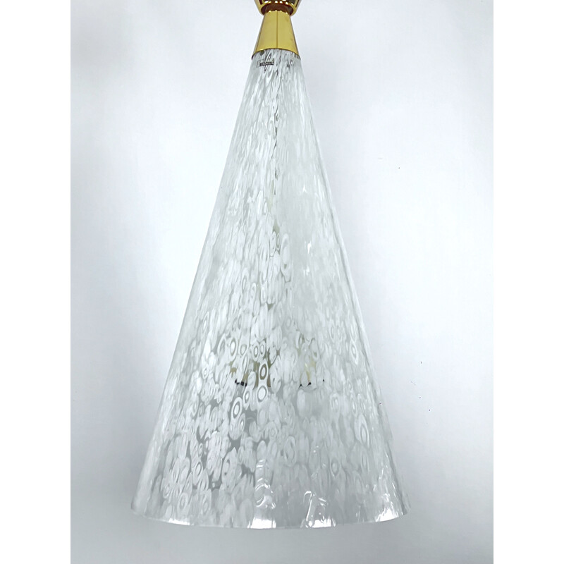 Vintage Murano glass and brass chandelier by Angelo Brotto for Esperia, Italy 1970s