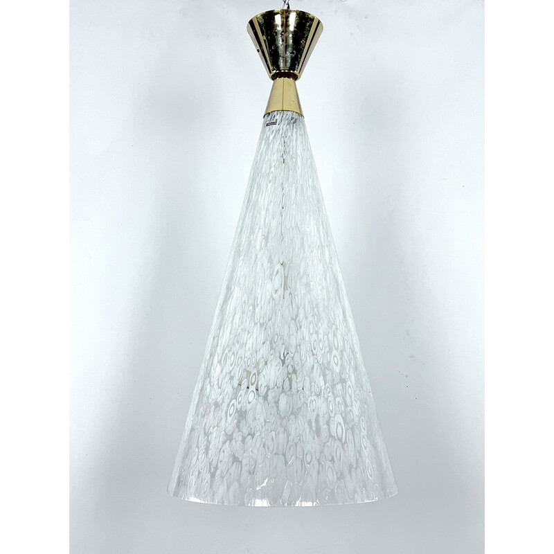 Vintage Murano glass and brass chandelier by Angelo Brotto for Esperia, Italy 1970s