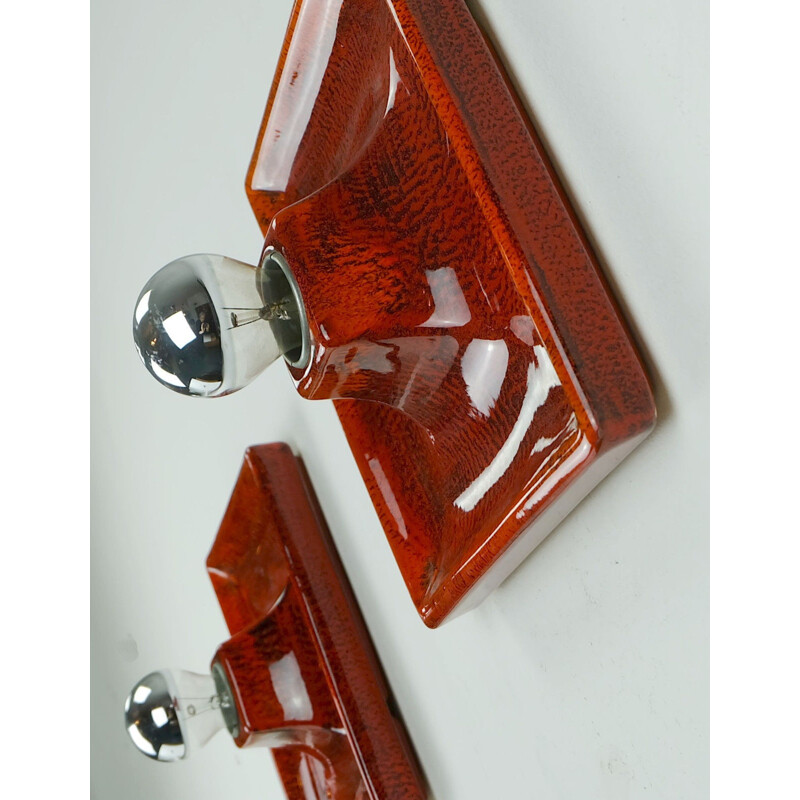 Pair of ceramic wall lamp - 1960s