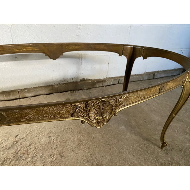 Vintage onyx and brass oval coffee table, 1950