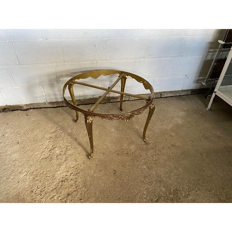 Round vintage onyx and brass coffee table, 1950