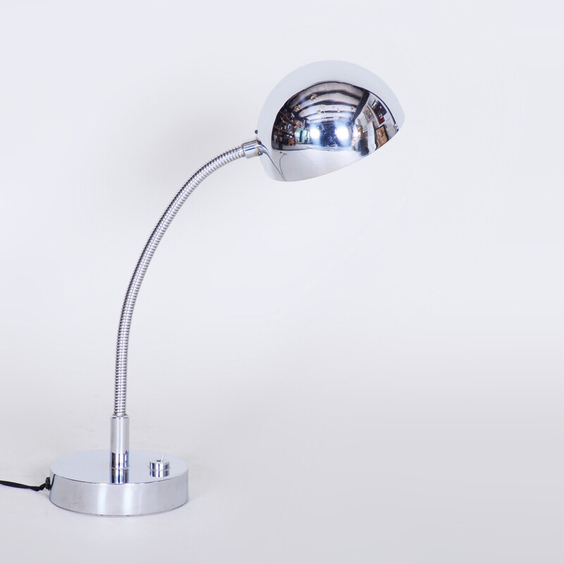 Vintage chrome Bauhaus table lamp by M. Prokop, 1920s