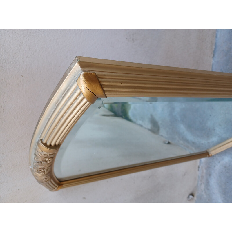 Vintage Art Deco-Spiegel aus Holz und vergoldetem Stuck