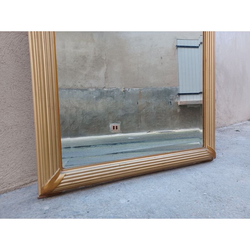 Miroir Art Déco vintage en bois et stuc doré