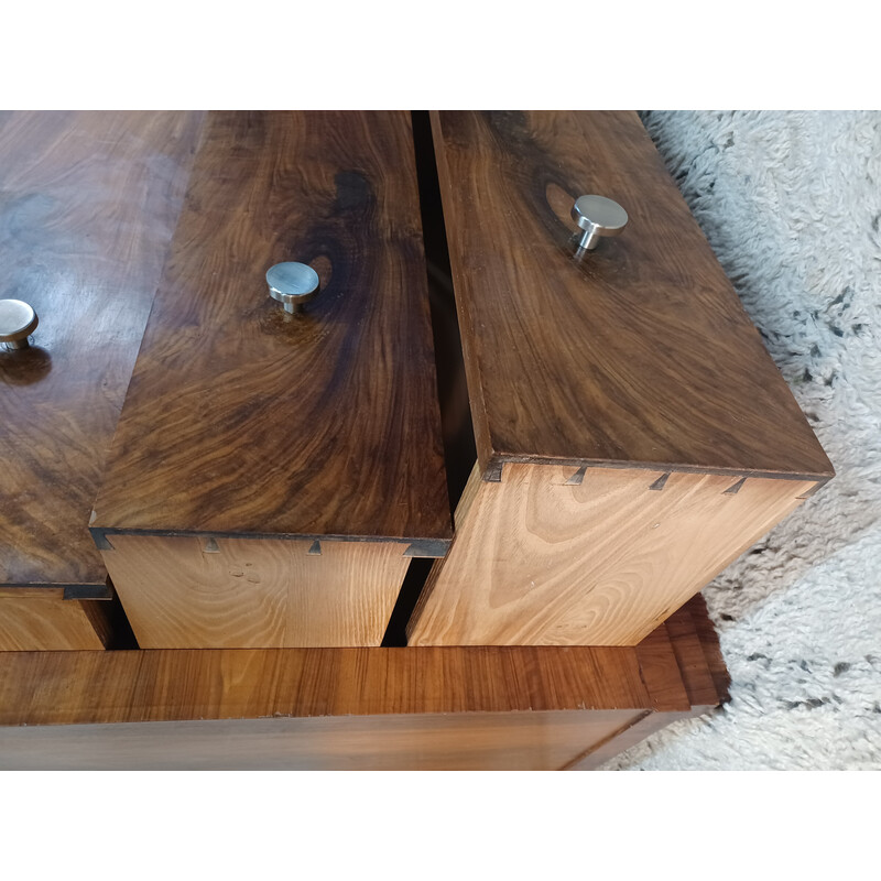 Vintage Art Deco walnut veneer chest of drawers, 1920