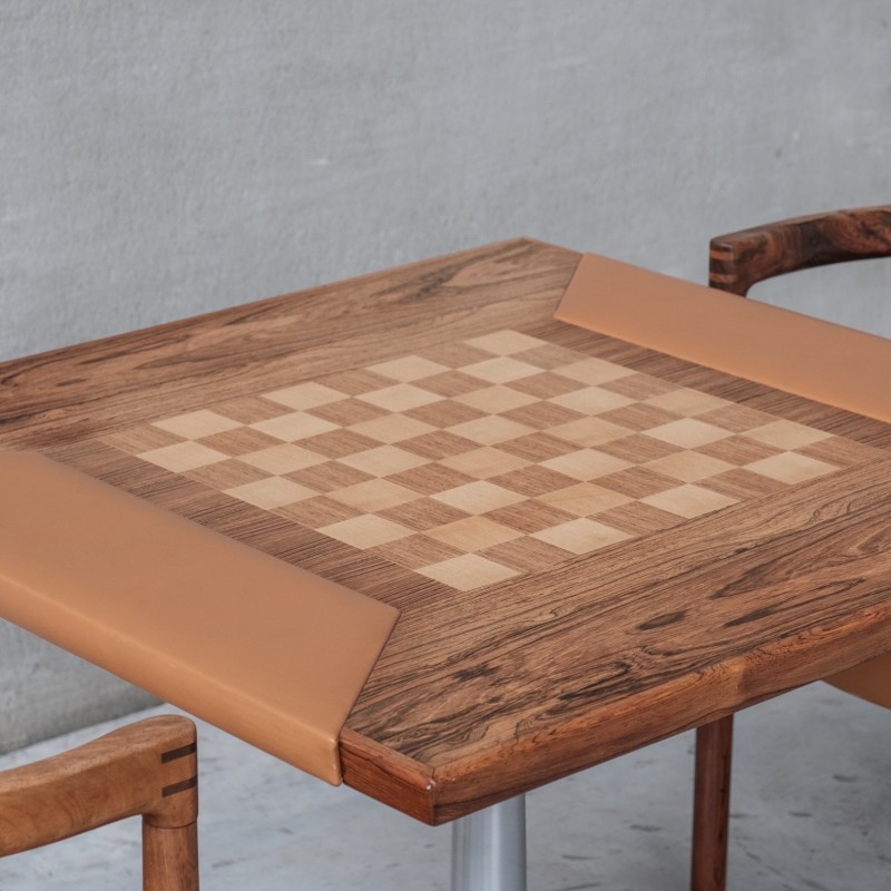 Table d'échecs vintage en palissandre avec fauteuils assortis de Poul Cadovius et Ole Gjerløv-Knudsen