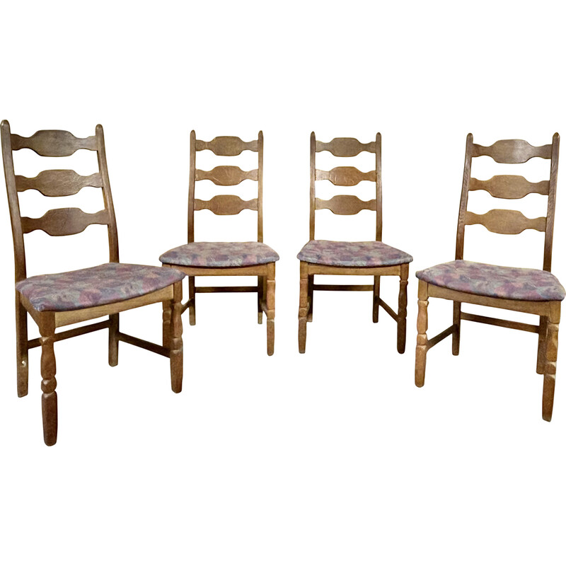 Set of 4 vintage oak chairs by Henning Kjaernulf for Eg Kvalitetsmobel, Denmark 1960