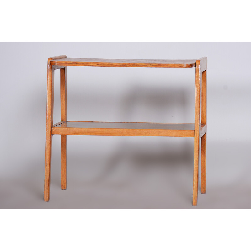 Vintage Bauhaus console table in oakwood and glass, Czechia 1950s