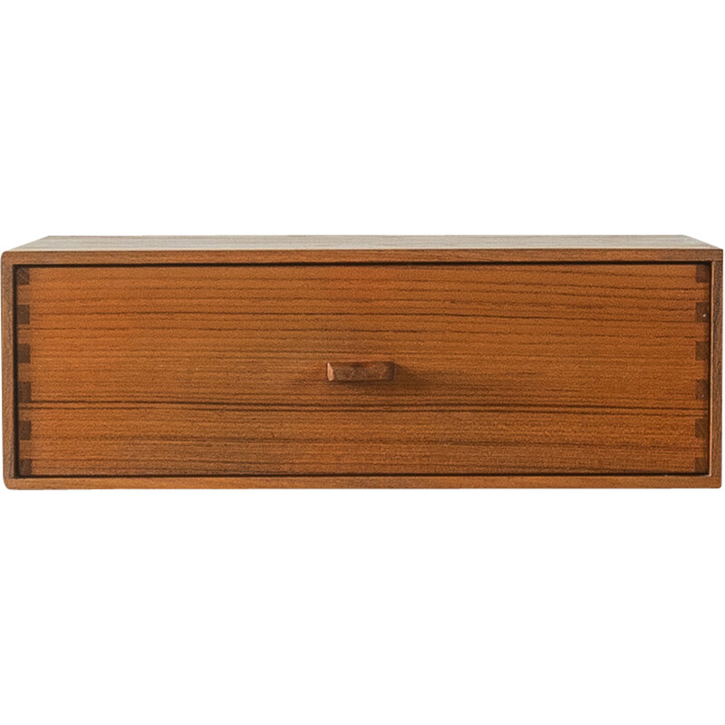 Vintage solid teak wall rack, Denmark 1960