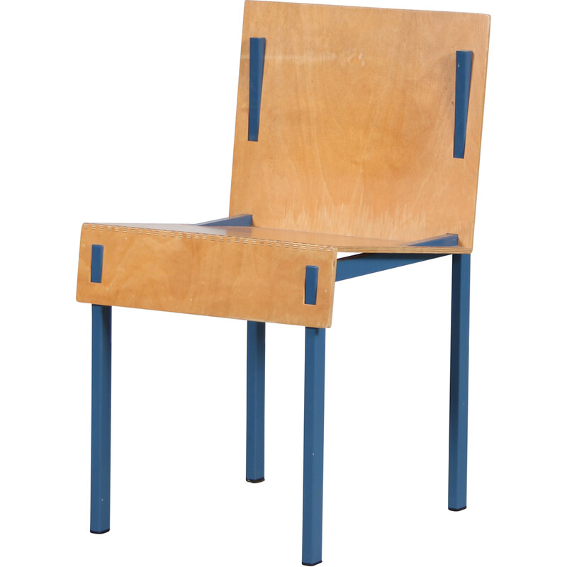 Vintage blue metal chair by Melle Hammer, Netherlands 1980