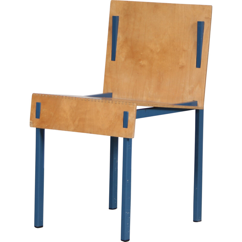 Vintage chair in blue metal by Melle Hammer, Netherlands 1980