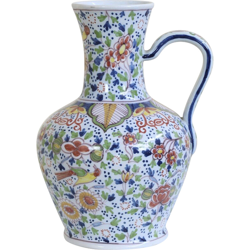 Vintage multi-coloured handpainted vase by Royal Tichelaar Makkum, 1960
