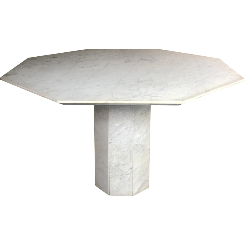Vintage achthoekige tafel in Carrara marmer, 1970