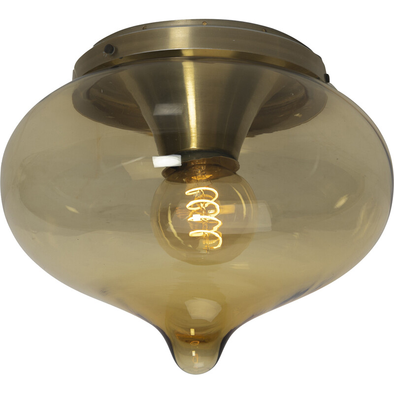 Lampada da soffitto a goccia in vetro marrone vintage per Dijkstra Lampen