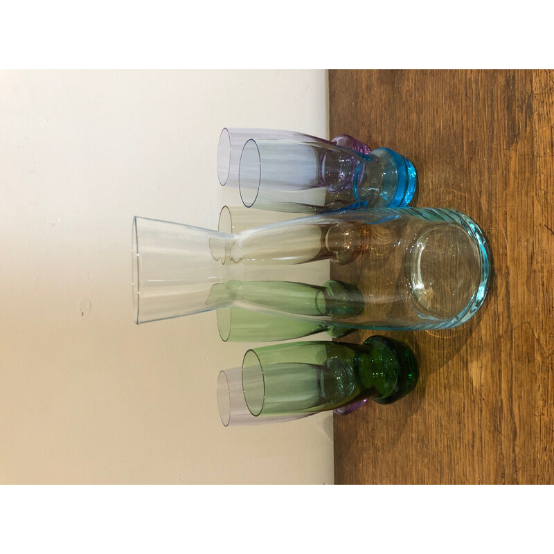 Pichet et verres vintage multicolores, 1970