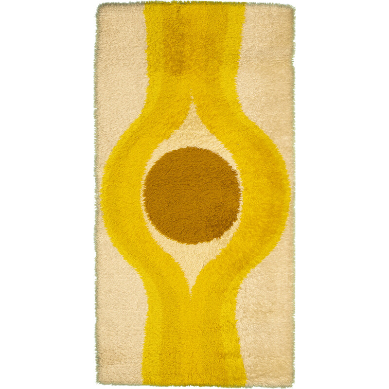 Vintage yellow 'The Eye' rug
