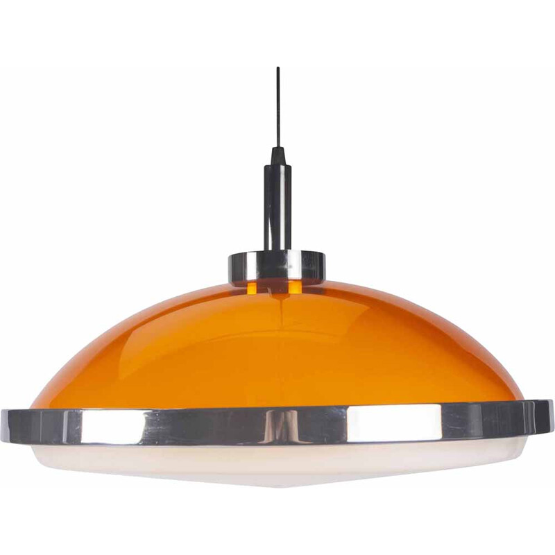 Vintage orange and white Space Age pendant lamp