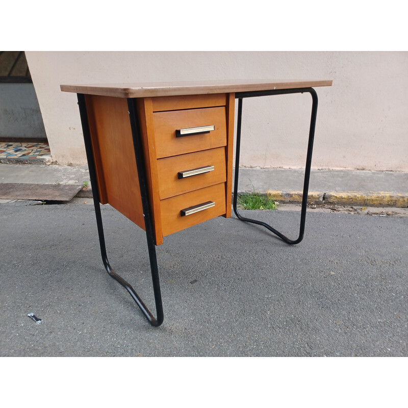 Bureau vintage avec structure en métal tubulaire, 1950