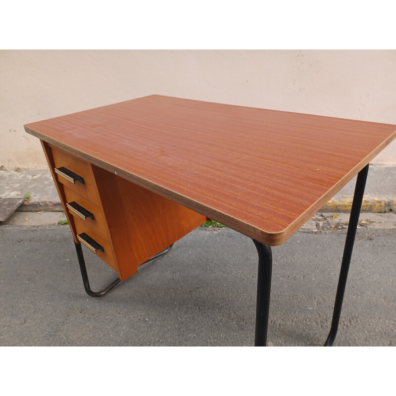 Vintage desk with tubular metal structure, 1950