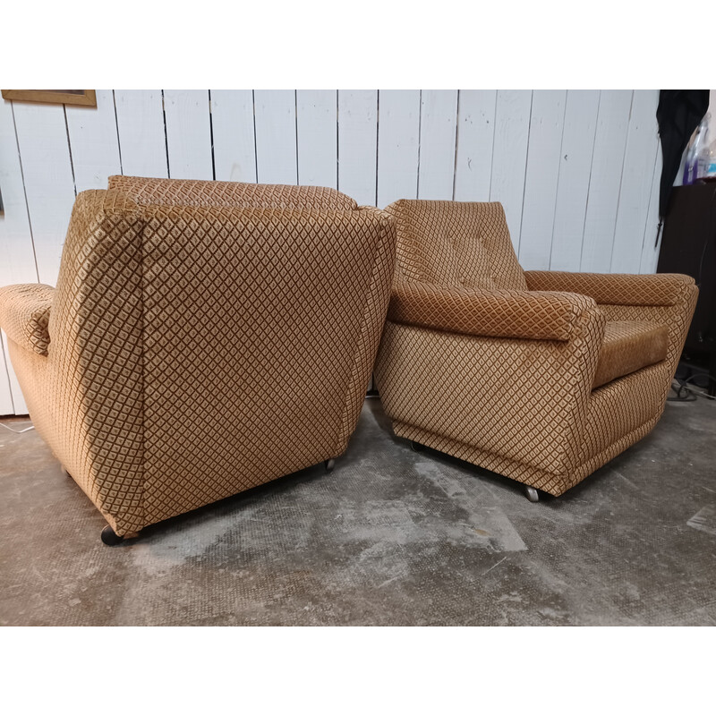 Pair of vintage armchairs on casters, 1960