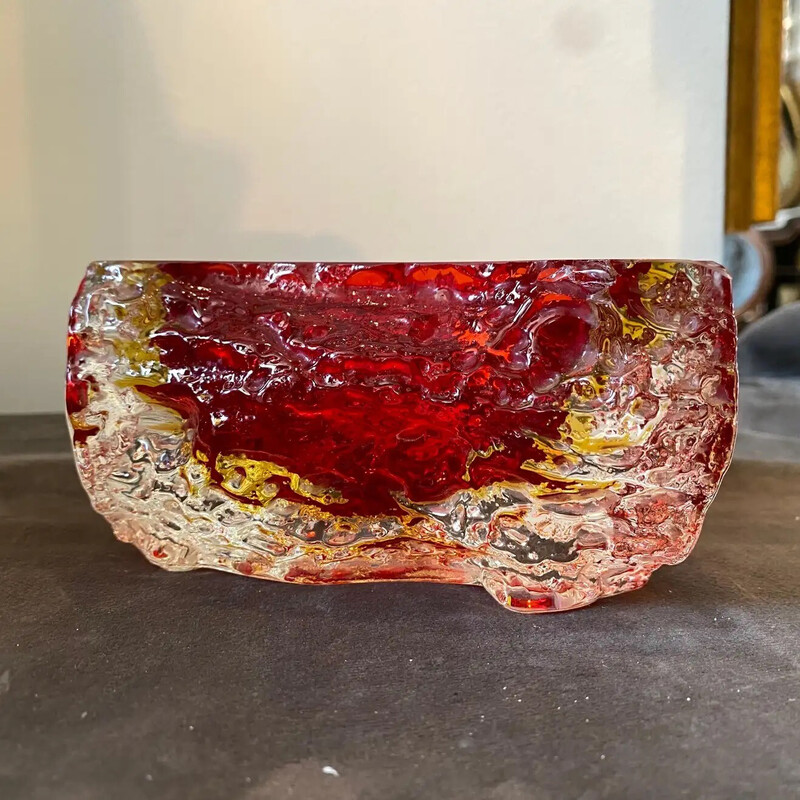Posacenere vintage in vetro di Murano rosso Sommerso di Mandruzzato, anni '70