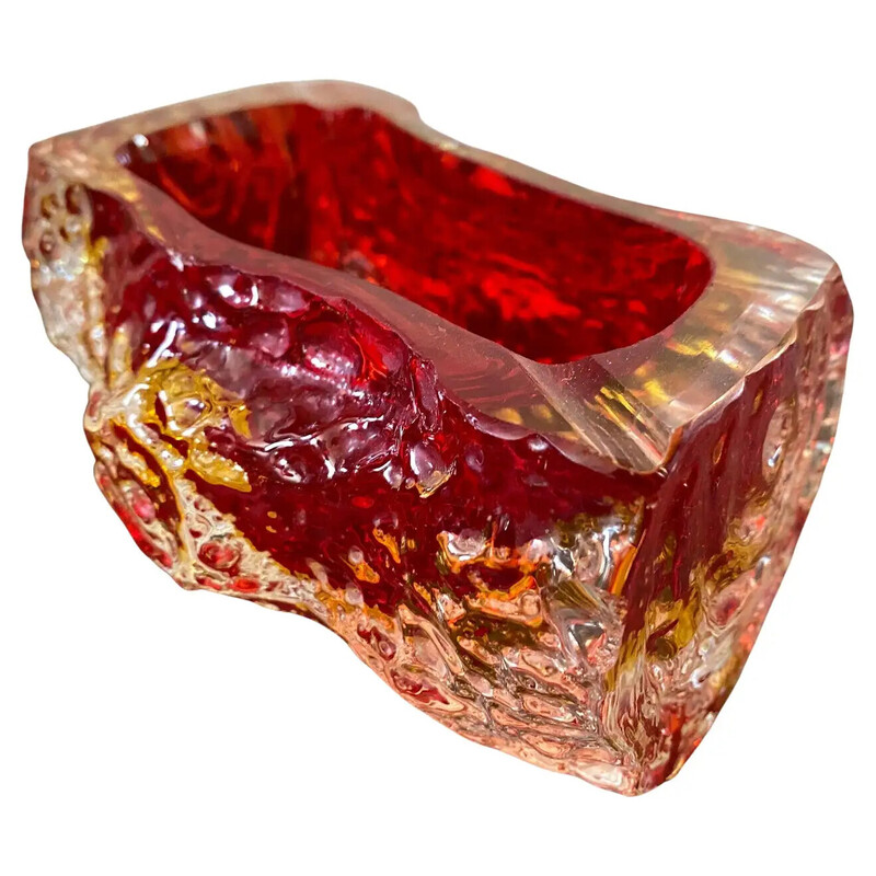 Vintage red Sommerso Murano glass ashtray by Mandruzzato, 1970s