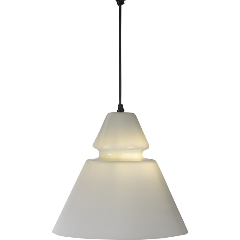 Candeeiro suspenso opalino branco Vintage Cone