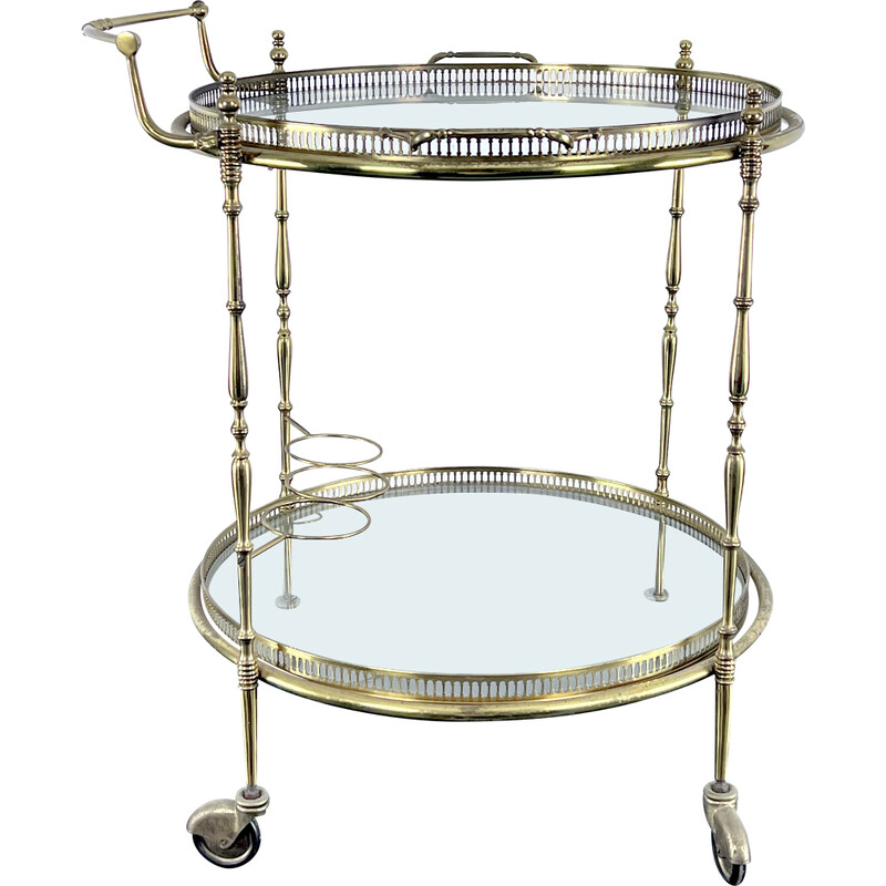 Mid-century brass and glass bar service trolley by Cesare Lacca, Italy 1950s