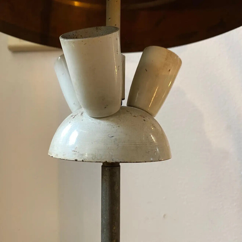 Lampada da tavolo industriale in marmo e rame della metà del secolo scorso, 1950