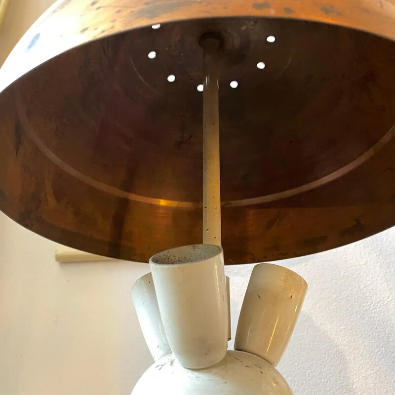 Italienische Tischlampe aus Marmor und Kupfer aus der Mitte des Jahrhunderts, 1950er Jahre