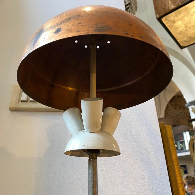 Mid-century industrial marble and copper Italian table lamp, 1950s