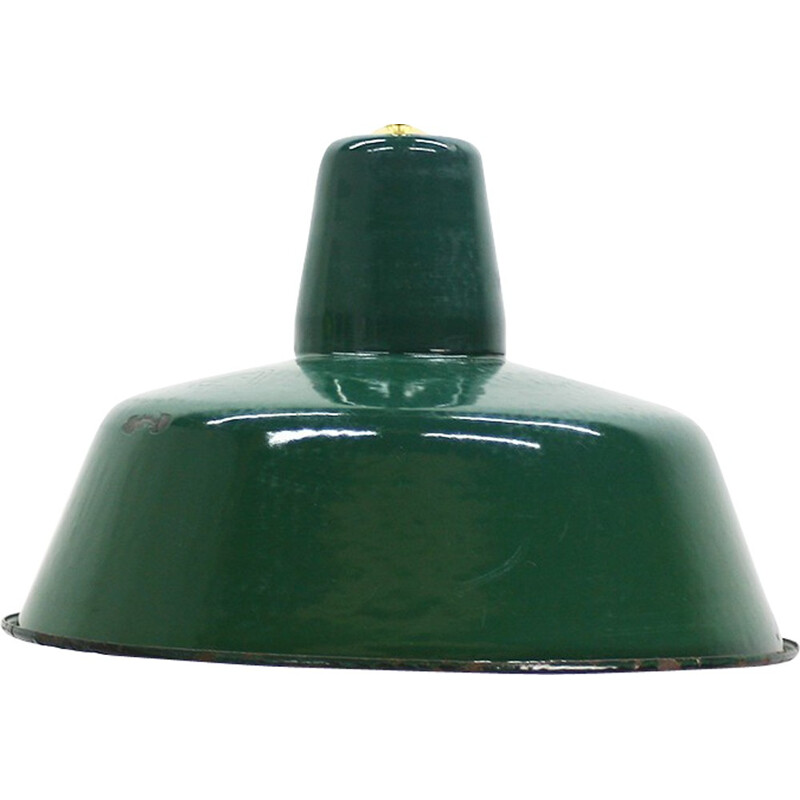 Hungarian industrial lamp enameled in green - 1960s