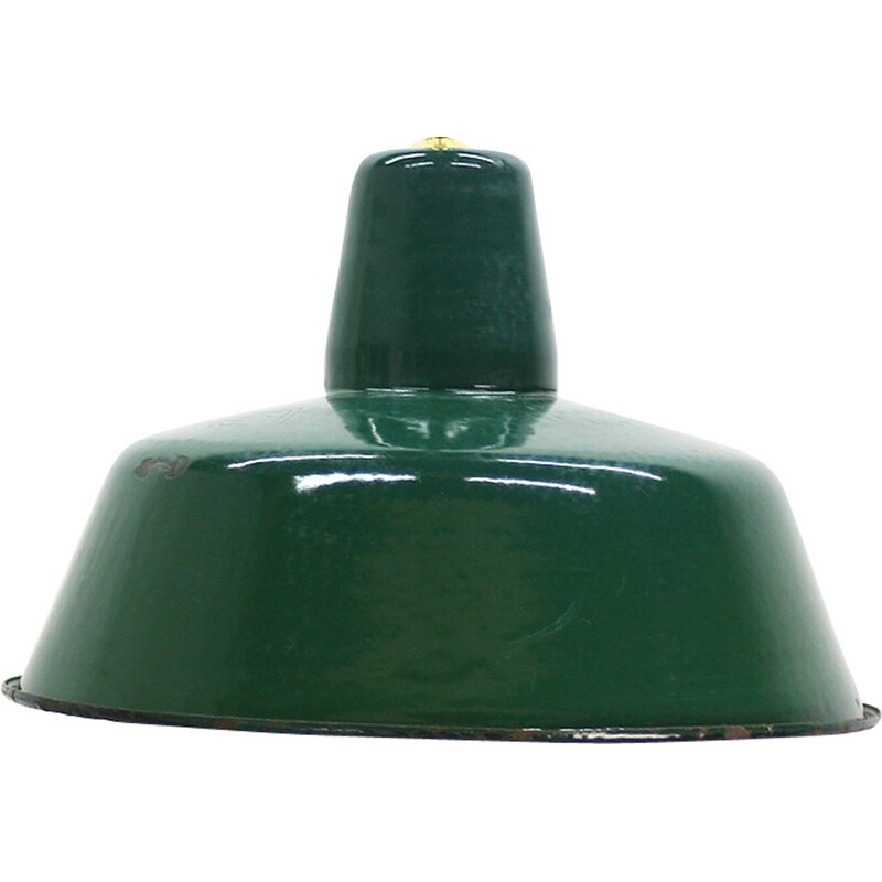 Lampe industrielle hongroise émaillée en vert - 1960