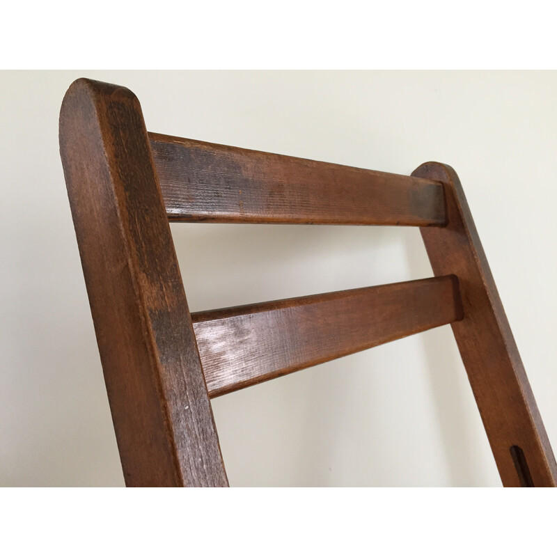 Coppia di sedie pieghevoli vintage con timbro del fuoco di legna