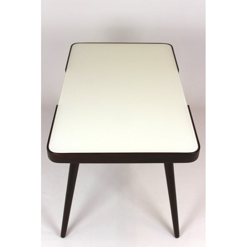 Vintage coffee table with white glass top by Jiří Jiroutek for Interier Praha, 1960s