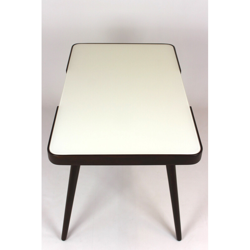 Vintage coffee table with white glass top by Jiří Jiroutek for Interier Praha, 1960s